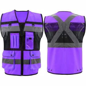 Chaleco de Seguridad Reflectante de Alta Visibilidad 100% Poliéster, Transpirable, para Construcción e Ingeniería, con Logotipo Personalizado, Fluorescente - Product Image 4