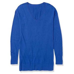 Vêtements pour femmes chandails broderie chandails tricotés mode féminine avec un design unique col en V coton bleu couleur hiver décontracté - Product Image 5