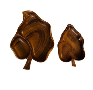 Cuencos para servir ensaladas de frutas de madera a la moda Forma de hoja Diseño popular Plato de ensalada de frutas de madera - Product Image 1