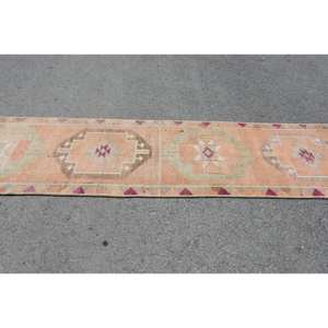 Tapis Kilim Vintage Turc Orange 280X1120 ft Flat Weave Wool Jute Room Rug Latex Backing Big Rectangle Patchwork for Hallway - Product Image 3