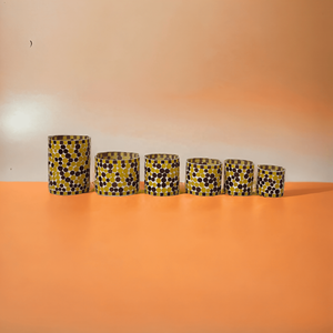 Polka Dots Design <b>Empty</b> High-Quality Hand-crafted Custom Luxury Black-yellow Cylindrical Home Decor Mosaic Candle Glass Vessels - Product Image 3