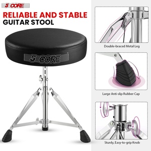 5Core Drum Throne Adjustable Guitar <b>Stool</b> Padded <b>Seat</b> + Drum Practice Pad Snare Drumming Stand - Product Image 2