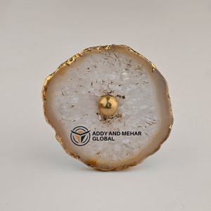 Tirador de Cajón de Resina de Ágata Premium, Moderno, Duradero y Ecológico, Tirador de Cristal Rosa Hecho a Mano con Bordes Dorados para Uso en Exteriores - Product Image 2