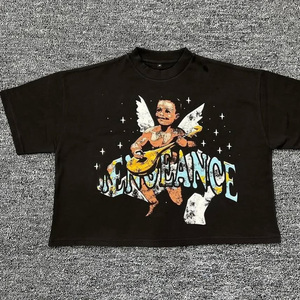 เสื้อผู้ชายทรงโอเวอร์ไซส์พิมพ์ลายปรับแต่งได้เสื้อแนวสตรีทผ้าคอตตอนสำหรับ100% ใส่ได้ทั้งชายและหญิง - Product Image 2