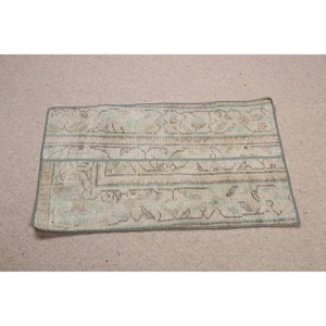 Alfombra Turca de 1.5x2.5 pies (46x76 cm), Alfombra Vintage Azul Abstracta - Product Image 4