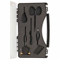 Kit de herramientas para atado de moscas de pesca al aire libre: Tijeras de acabado de bobina de acero inoxidable y apilador de plumas para atado de moscas de lubina y trucha en el lago.