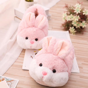 Güzel pembe özel <span class=keywords><strong>Bunny</strong></span> kış sıcak kadife terlik erkek kız sevimli dikiş peluş dolması hayvan terlikleri kapalı açık - Product Image 4