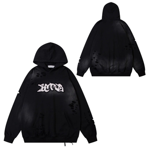 Sweat à capuche pour homme en coton 100% avec broderie personnalisée délavée à l'acide, manches longues, streetwear d'hiver - Product Image 6