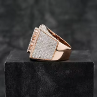 Bague en or rose plaqué 925 avec moissanite VVS, vente chaude, unisexe, cadeau de mariage et de fiançailles, style hip-hop pour hommes et femmes