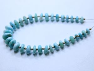 Cuentas de piedras preciosas de Larimar natural, forma de neumático suave, cuentas sueltas de 6X10MM, 7 pulgadas aprox. Longitud - Product Image 2