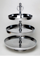 Support à gâteau de qualité supérieure DCP DC-MC534 à 3 niveaux en métal argenté poli de qualité alimentaire, design moderne, grand modèle, avec logo personnalisé OEM/ODM