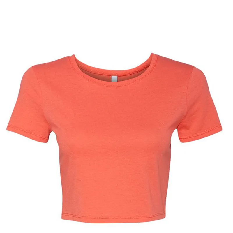 großhandel hohe qualität sommer damen sport crop top schlichte kleidung hersteller individuelles logo 180 g zugeschnittenes t-shirt für damen