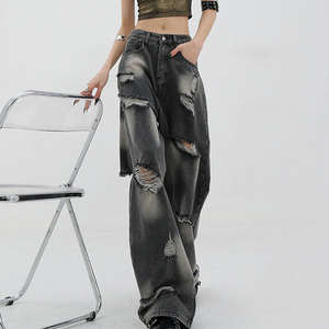 High Waisted Wide Leg <b>Jeans</b> Pants for <b>Women</b> Ripped <b>Jeans</b> - Product Image 4