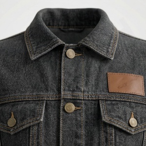 Veste en jean décontractée personnalisée pour hommes, grandes tailles, 100% coton, option logo sur le devant, respirante, veste d'hiver - Product Image 4