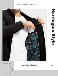 Chaqueta Cortavientos Ligera Unisex con Capucha, Cierre Completo, Informal, para Trabajo, Golf, Negocios, Invierno, con Bolsillos - Product Image 4