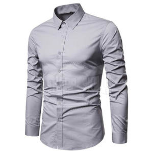 Camisas de vestir de verano de alta calidad para hombre, diseño de logotipo personalizado, transpirable, 100% algodón, patrón sólido, servicio OEM de punto - Product Image 1
