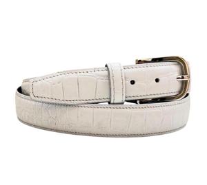 Cinturón de Hombre Vintage con Acabado de Cocodrilo Blanco, Diseño Cómodo, Hebilla Occidental de Acero Resistente, Hebilla de Pasador Fuerte de 1-1.5 Pulgadas - Product Image 1