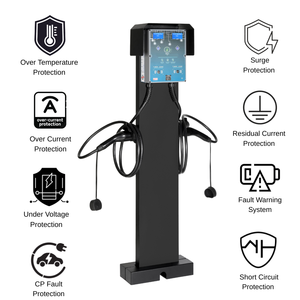 Cargador de Vehículos Eléctricos de Corriente Alterna de 44 kW con Doble Salida, para Uso Doméstico y Comercial, con Cable Conectado y Acceso RFID - Product Image 3