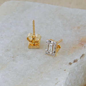 ของแข็ง4พันทองที่ทำด้วยมือผลักดันกลับมินิมอลสตั๊ดต่างหูเครื่องประดับเพชรของขวัญสำหรับเธอ8X10มิลลิเมตร - Product Image 3