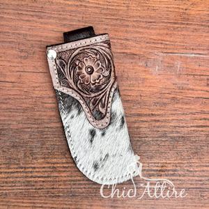 ปลอกมีดหนังแท้ลายดอกไม้ตะวันตกทรงตรง - Product Image 1