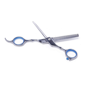 Ciseaux amincissants de cheveux de qualité supérieure pour Salon de beauté miroir ciseaux amincissants avec anneau en caoutchouc bleu - Product Image 4