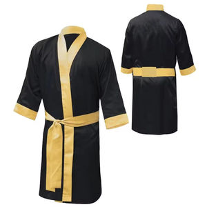 Robe de boxe rouge personnalisée, best-seller, kimono de jiu-jitsu en satin sans capuche, logo personnalisé sur le devant, léger, respirant, polyester/nylon - Product Image 4
