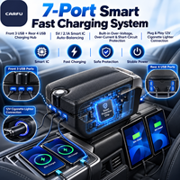 Boîte d'accoudoir universelle personnalisée pour voiture avec 7 ports USB, organisateur de console centrale réglable et porte-gobelet pour berlines et SUV