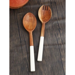 Most Popular Acacia <b>Wooden</b> <b>Salad</b> <b>Server</b> Set Marble Handle Kitchenware Spoon Fork Serving Tools - Product Image 5