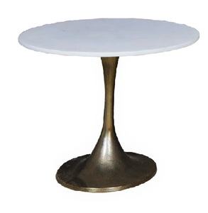 2pc <b>Nest</b> End <b>Table</b> Gold with <b>White</b> Marble - Product Image 2