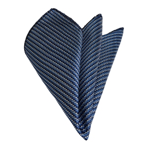 Blue and White <b>Navy</b> Blue Checkered Jacquard Woven Pocket Square - Product Image 2