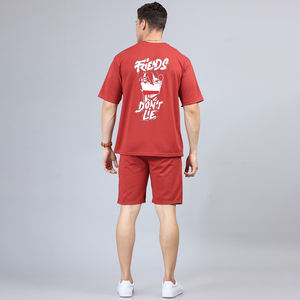 ชุดกางเกงขาสั้นของผู้ชายสำหรับฤดูร้อนเสื้อยืดระบายอากาศได้ดีมีโลโก้ตามสั่งสไตล์ลำลอง - Product Image 3