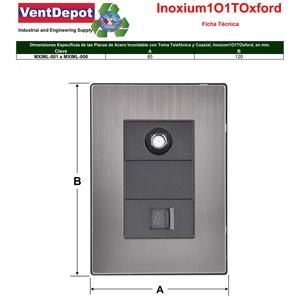 Plaque murale pour câble téléphonique, MXIML-001, 1 pièce, prise téléphonique/coaxiale, RJ11 CAT3, argent/oxford, acier inoxydable/PC. - Product Image 4