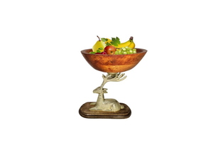 Bol à fruits artisanal élégant en acier inoxydable plaqué nickel brillant, tête de cerf, décoration de la maison, utilisation pour les fêtes, fait à la main - Product Image 4