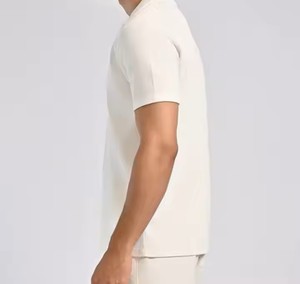 เสื้อเชิ้ตผ้าคอตตอนแบบมีกระดุมเสื้อโลโก้ผ้าฝ้าย100% ต่ำเสื้อโอเวอร์ไซส์ผ้าเปล่าออกแบบได้ตามต้องการ250 GSM - Product Image 3