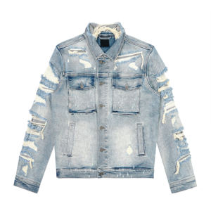 Chaqueta vaquera de alta calidad al por mayor para hombre, pantalones vaqueros informales con capucha, vaquero azul, personalizado, transpirable, 2023 - Product Image 1