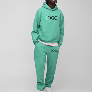 High Quality Custom Logo Blank Jogger Flare Sweatpants Cropped Pullover Plain <b>Sweat</b> Suit Mens Two Piece Hoodie Sets Tracksuit - Product Image 3