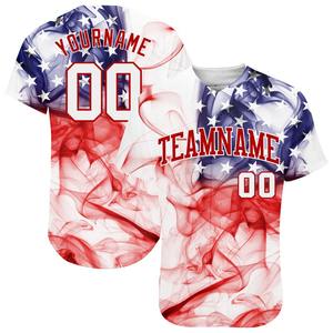 Maillot de baseball authentique avec drapeau américain 3D blanc-rouge personnalisé - Product Image 1