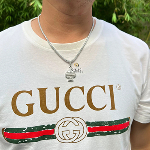 Colgante de joyería de cuello Hip Hop para unisex Hecho en plata de ley 925 y diamantes cultivados en laboratorio de corte redondo y Baguette - Product Image 3