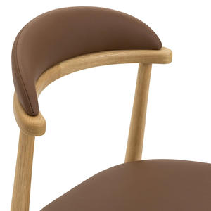 Silla de comedor de diseño moderno con marco de madera maciza de teca con asiento y respaldo tapizados para uso en interiores y exteriores de apartamentos - Product Image 5