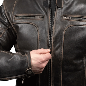 Adventure Retro Brown Genuine Buffalo Leather Racing Motorbike Jacket CE-Certified <b>Protectors</b> Motorcycle Riding Jacket For Men - Product Image 6