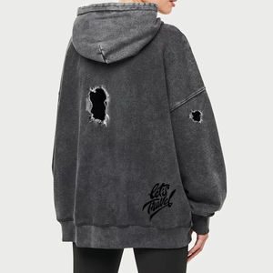 Sweats à capuche surdimensionnés en coton lourd de haute qualité pour femmes Logo personnalisé brodé sans ficelle Logo avant Style hiver - Product Image 6