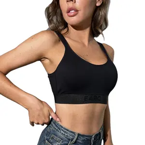 Chaud Sexy antichoc sport Yoga soutien-gorge filles Gym Fitness porter soutien-gorge haut Logo personnalisé vêtements pour femmes noir teint dos profond