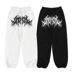 Custom Logo <b>Stacked</b> Winter Heavyweight Breathable Acid Wash Fleece Graphic Embroidered Flared <b>Joggers</b> Skinny Sweatpants for Men - Product Image 4