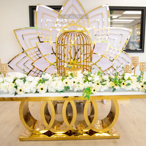 Contemporary Metallic Lotus Monet <b>Wedding</b> Backdrop DST Exports Hot Selling Custom Size Golden Metal <b>Frame</b> <b>Wedding</b> Stage UK Price - Product Image 5