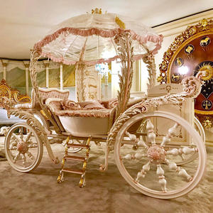 Sprookjesachtige Stijl Kinderkamermeubilair Met Luifel Luxe Prinses Rijtuigbed Voor Kinderen Roze Fluwelen Bekleding - Product Image 5