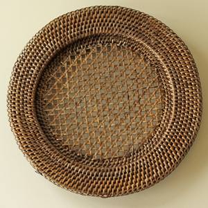 Haute qualité luxe moderne marron ensemble rotin chargeur plaque durable versalite tissé rotin napperons - Product Image 3