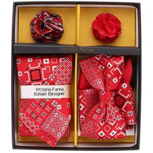 Best Quality of Vest Bow <b>Tie</b> Necktie <b>and</b> <b>Pocket</b> <b>Square</b> <b>Red</b> Rose Color For Parties Use are Available at Affordable Price in USA - Product Image 1
