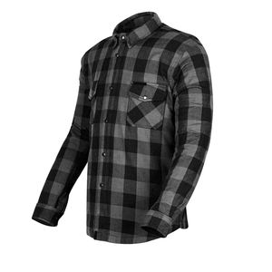 Camisa de Motociclista de Kevlar a Cuadros Negros y Grises con Áreas de Impacto Completamente Forradas y Protección Blindada Extraíble con Certificación CE para Motociclistas Hombres - Product Image 2