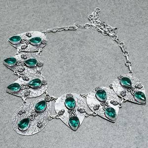 Élégant collier à maillons plaqué argent 925 belle pierre principale de tourmaline verte bijoux de mode pour femmes symbolisme chrétien - Product Image 4