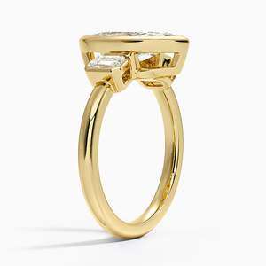 Bague de fiançailles trois pierres en diamant de laboratoire taille marquise, or 14K 18K, pierres latérales émeraude, pour femme, bijoux certifiés IGI - Product Image 2